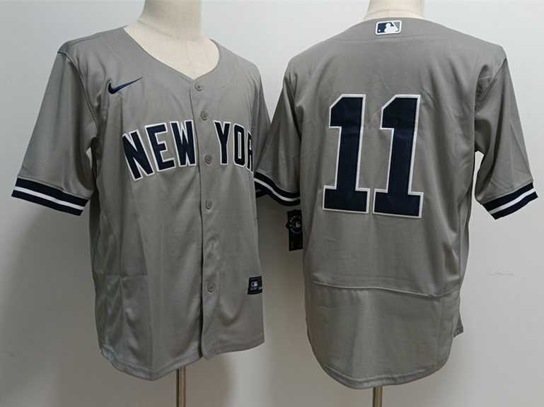 Men%27s New York Yankees #11 Anthony Volpe Grey Stitched Flex Base Nike Jersey->new york yankees->MLB Jersey